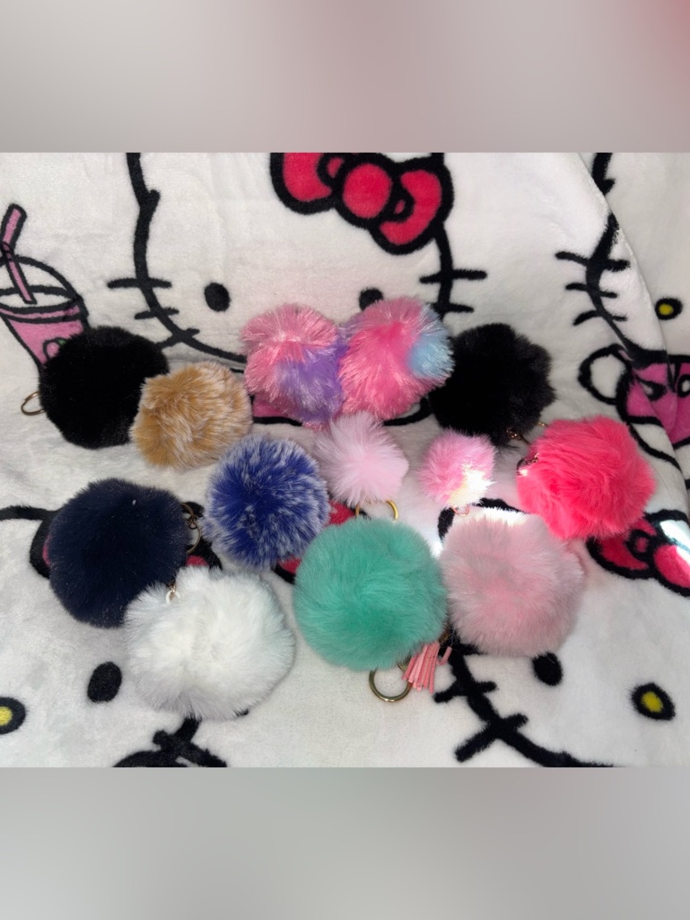 Puff ball keychain bundle